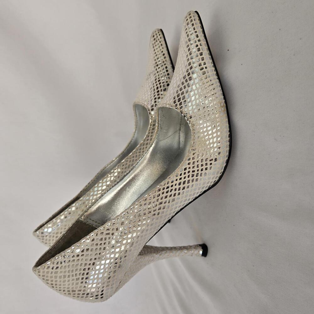 Metalic Silver High Heels by PULSE 6 Snakeskin pattern
